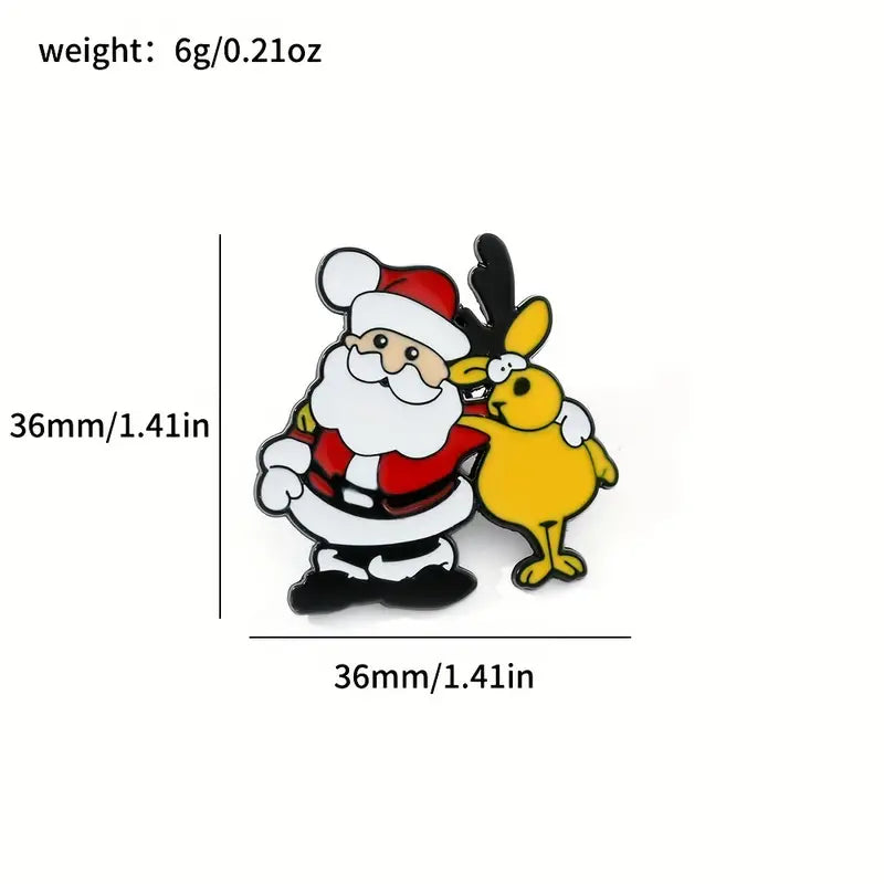 Creative Santa Claus Rainbow Brooch Cartoon Cute Funny Christmas Badge Gifts