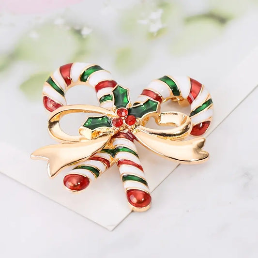 Christmas Candy Cane Festive Brooch